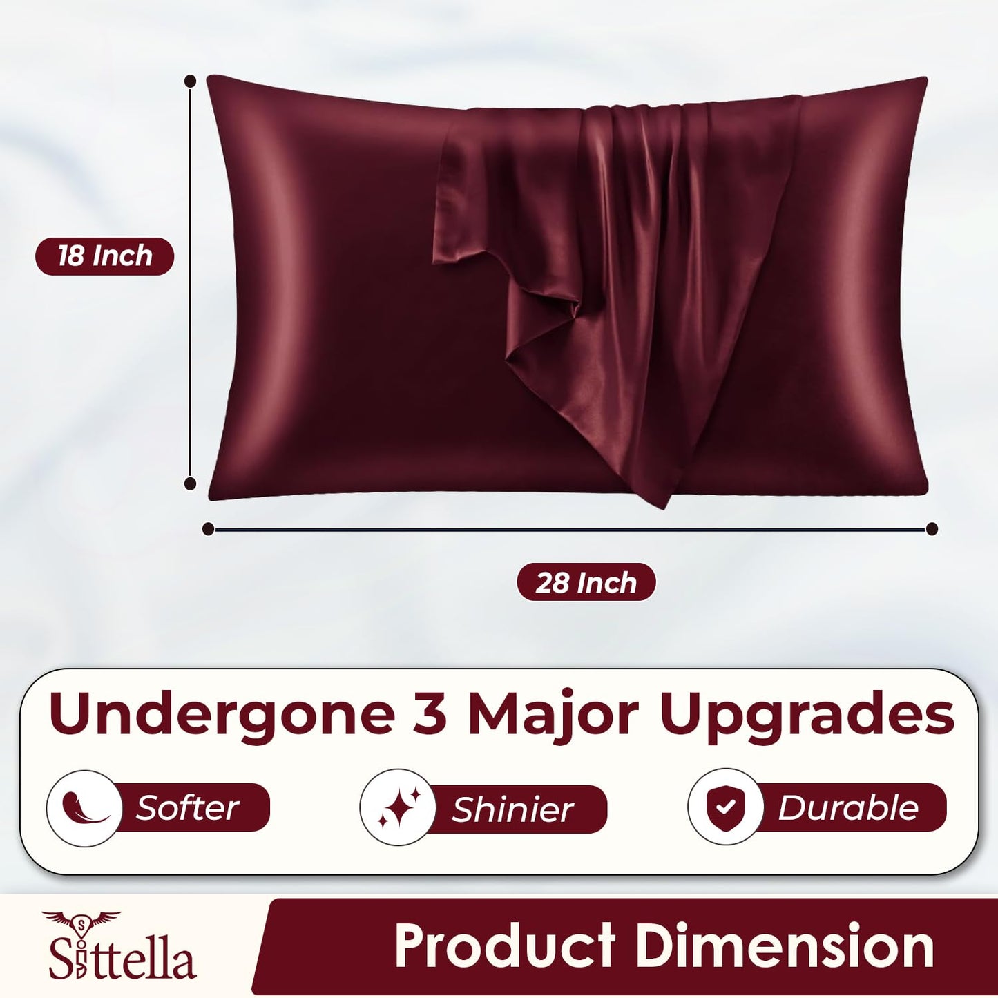 SUNVIBE®  Satin Pillow Covers With Scrunchy for Hair | Silk Pillow Case | Soft Pillow Satin Cover with Hidden Zipper | Pillow Cover