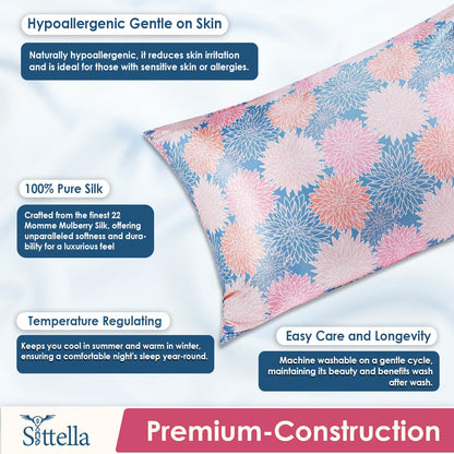 SUNVIBE® 3D Satin Pillow Covers With Scrunchy for Hair | Silk Pillow Case | Soft Pillow Satin Cover with Hidden Zipper | Pillow Cover