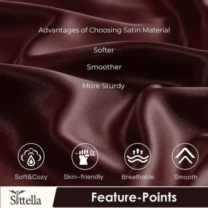 SUNVIBE®  Satin Pillow Covers With Scrunchy for Hair | Silk Pillow Case | Soft Pillow Satin Cover with Hidden Zipper | Pillow Cover