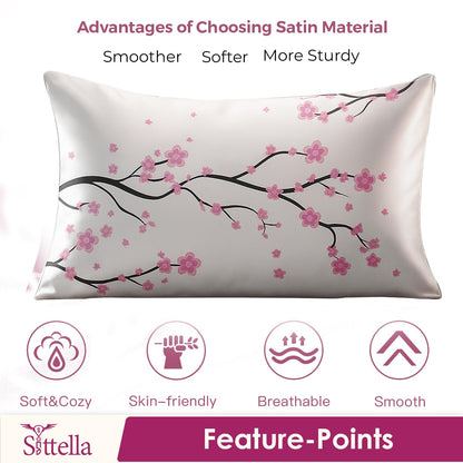SUNVIBE® 3D Satin Pillow Covers With Scrunchy for Hair | Silk Pillow Case | Soft Pillow Satin Cover with Hidden Zipper | Pillow Cover