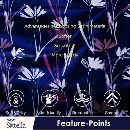 SUNVIBE® 3D Satin Pillow Covers With Scrunchy for Hair | Silk Pillow Case | Soft Pillow Satin Cover with Hidden Zipper | Pillow Cover