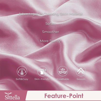 SUNVIBE®  Satin Pillow Covers With Scrunchy for Hair | Silk Pillow Case | Soft Pillow Satin Cover with Hidden Zipper | Pillow Cover