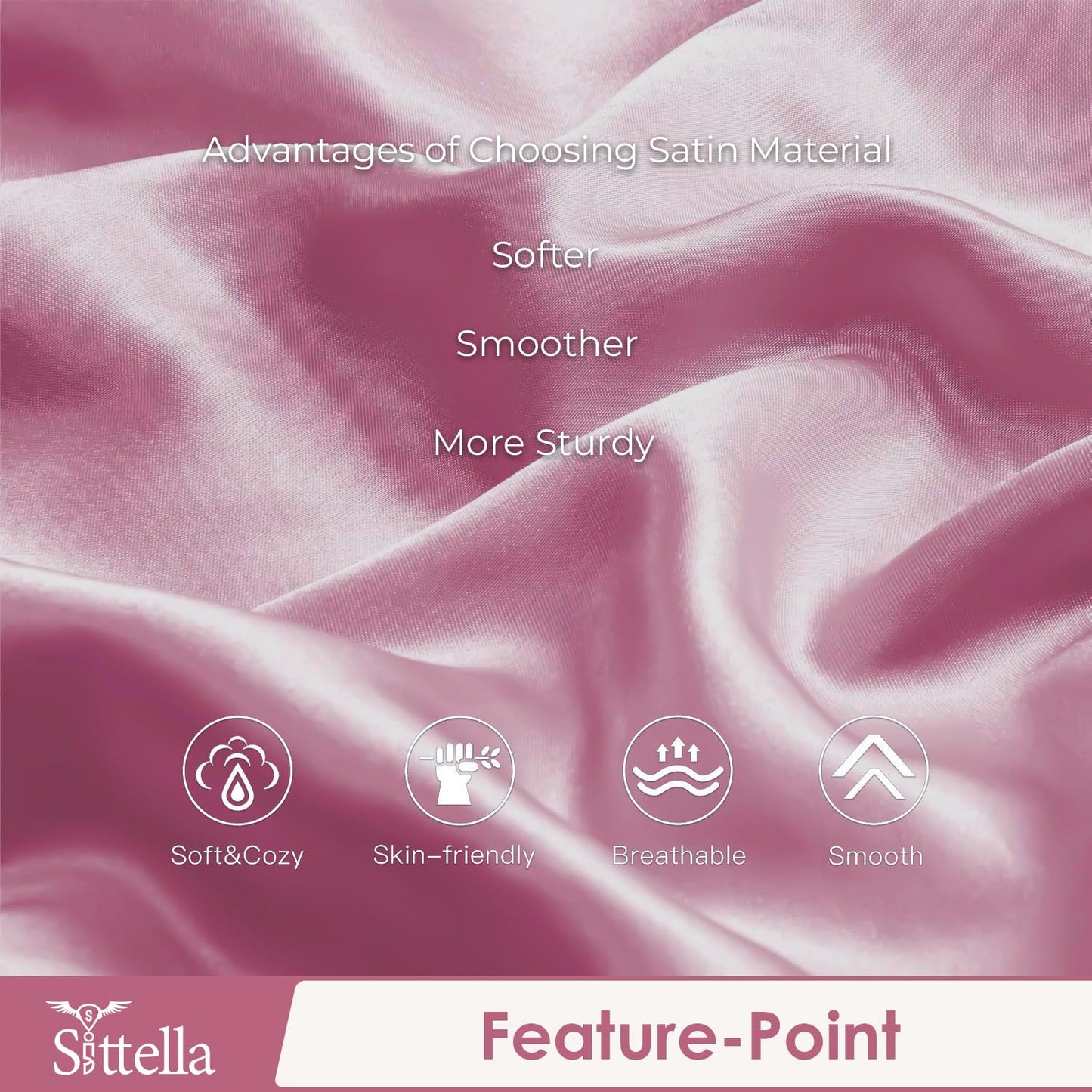 SUNVIBE®  Satin Pillow Covers With Scrunchy for Hair | Silk Pillow Case | Soft Pillow Satin Cover with Hidden Zipper | Pillow Cover