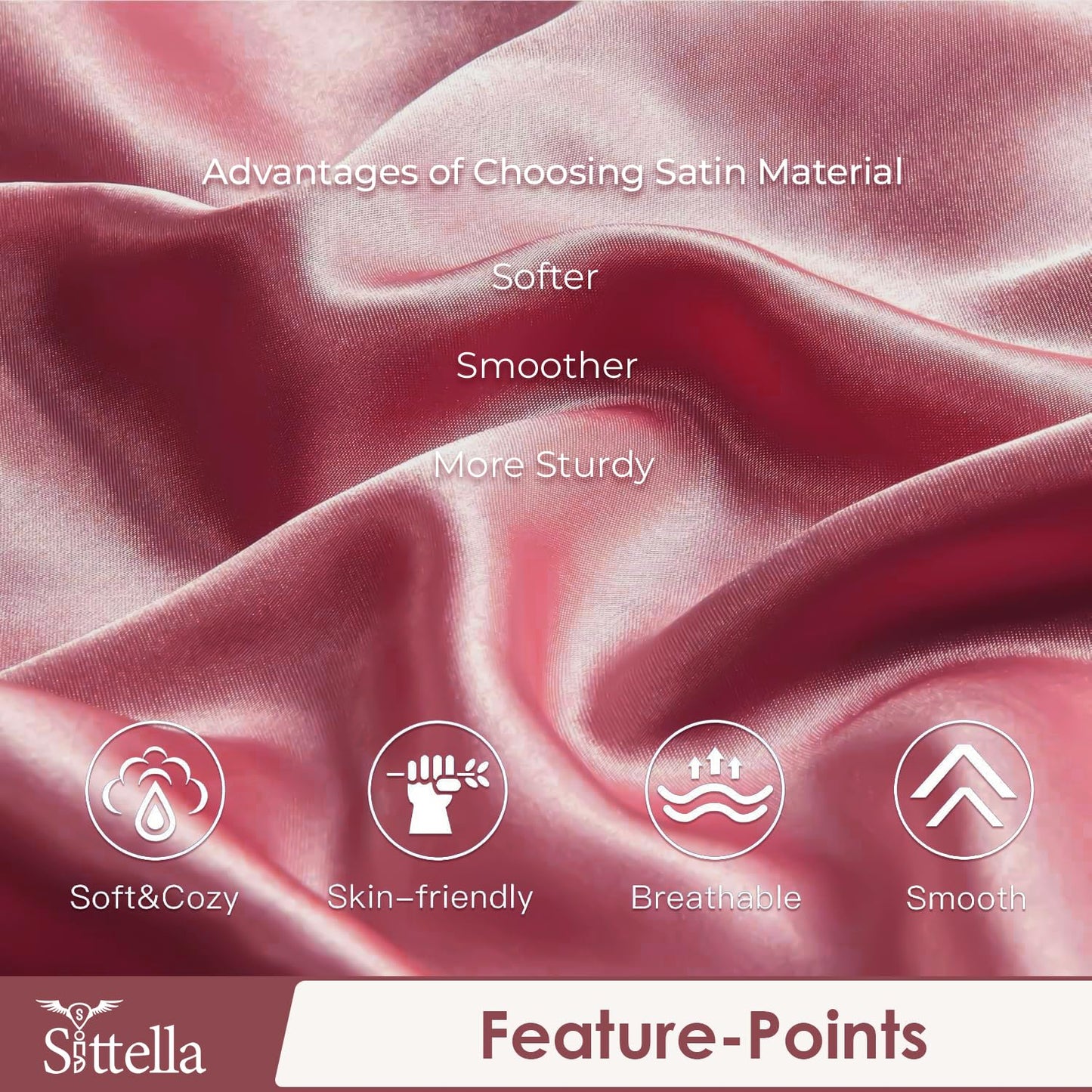 SUNVIBE®  Satin Pillow Covers With Scrunchy for Hair | Silk Pillow Case | Soft Pillow Satin Cover with Hidden Zipper | Pillow Cover