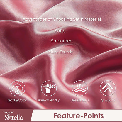 SUNVIBE®  Satin Pillow Covers With Scrunchy for Hair | Silk Pillow Case | Soft Pillow Satin Cover with Hidden Zipper | Pillow Cover