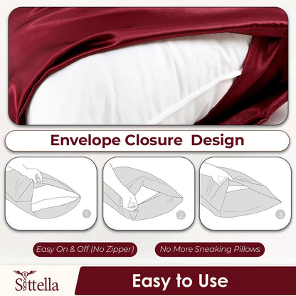 SUNVIBE®  Satin Pillow Covers With Scrunchy for Hair | Silk Pillow Case | Soft Pillow Satin Cover with Hidden Zipper | Pillow Cover