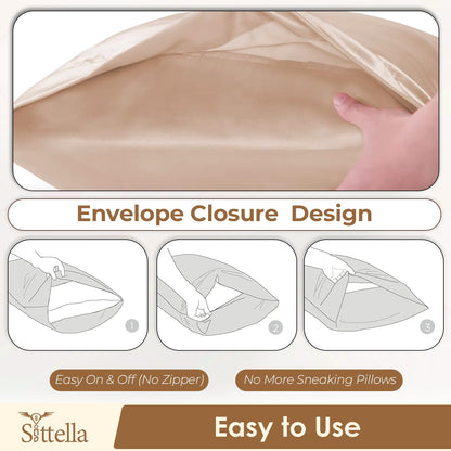 SUNVIBE®  Satin Pillow Covers With Scrunchy for Hair | Silk Pillow Case | Soft Pillow Satin Cover with Hidden Zipper | Pillow Cover