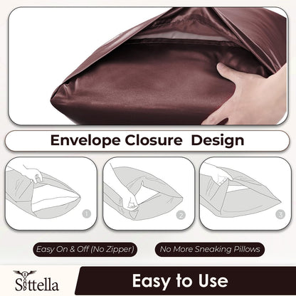 SUNVIBE®  Satin Pillow Covers With Scrunchy for Hair | Silk Pillow Case | Soft Pillow Satin Cover with Hidden Zipper | Pillow Cover
