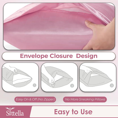 SUNVIBE®  Satin Pillow Covers With Scrunchy for Hair | Silk Pillow Case | Soft Pillow Satin Cover with Hidden Zipper | Pillow Cover