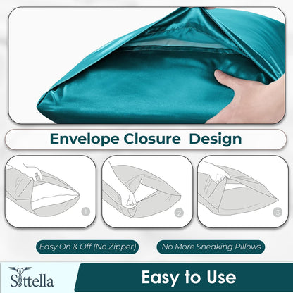 SUNVIBE®  Satin Pillow Covers With Scrunchy for Hair | Silk Pillow Case | Soft Pillow Satin Cover with Hidden Zipper | Pillow Cover