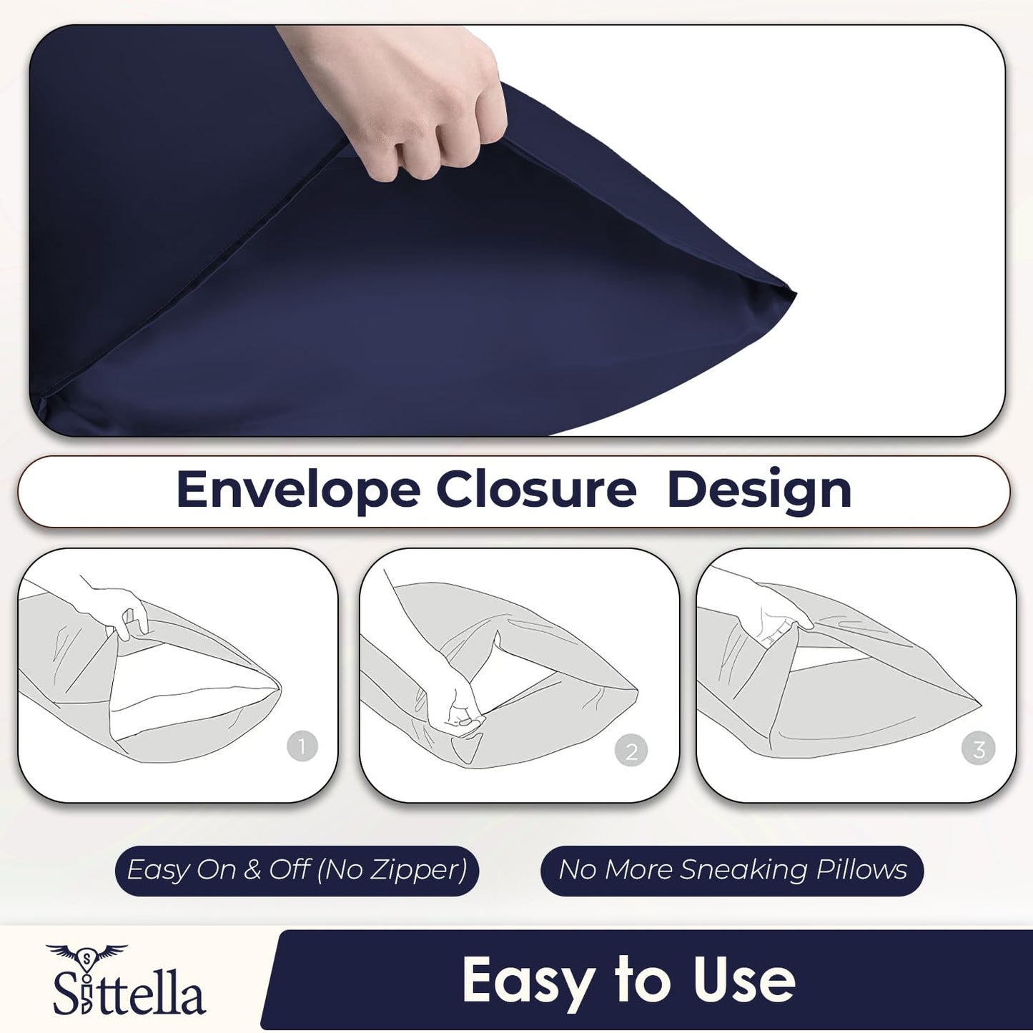 SUNVIBE®  Satin Pillow Covers With Scrunchy for Hair | Silk Pillow Case | Soft Pillow Satin Cover with Hidden Zipper | Pillow Cover