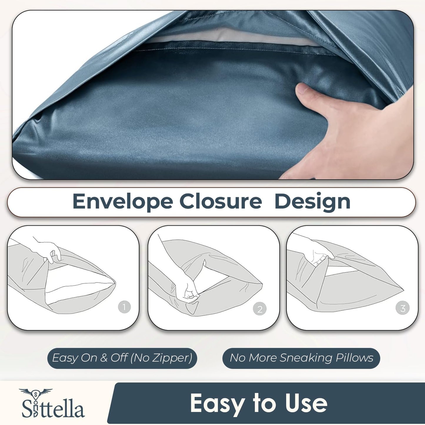 SUNVIBE®  Satin Pillow Covers With Scrunchy for Hair | Silk Pillow Case | Soft Pillow Satin Cover with Hidden Zipper | Pillow Cover