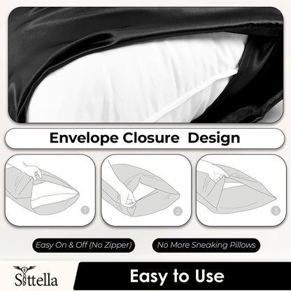 SUNVIBE®  Satin Pillow Covers With Scrunchy for Hair | Silk Pillow Case | Soft Pillow Satin Cover with Hidden Zipper | Pillow Cover