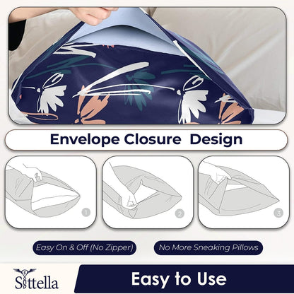 SUNVIBE® 3D Satin Pillow Covers With Scrunchy for Hair | Silk Pillow Case | Soft Pillow Satin Cover with Hidden Zipper | Pillow Cover