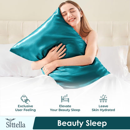 SUNVIBE®  Satin Pillow Covers With Scrunchy for Hair | Silk Pillow Case | Soft Pillow Satin Cover with Hidden Zipper | Pillow Cover