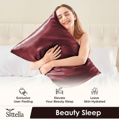 SUNVIBE®  Satin Pillow Covers With Scrunchy for Hair | Silk Pillow Case | Soft Pillow Satin Cover with Hidden Zipper | Pillow Cover
