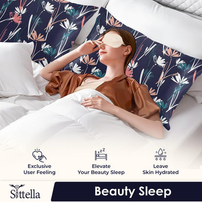 SUNVIBE® 3D Satin Pillow Covers With Scrunchy for Hair | Silk Pillow Case | Soft Pillow Satin Cover with Hidden Zipper | Pillow Cover