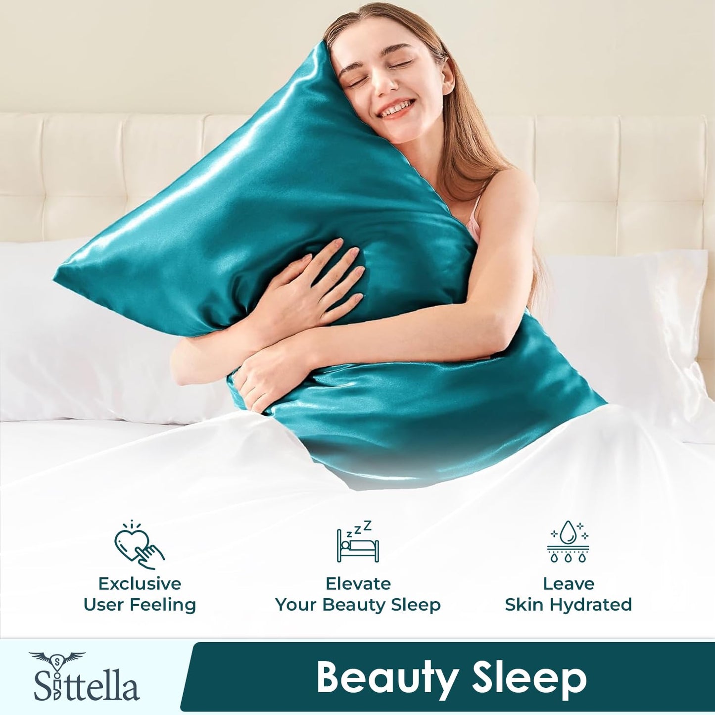 SUNVIBE®  Satin Pillow Covers With Scrunchy for Hair | Silk Pillow Case | Soft Pillow Satin Cover with Hidden Zipper | Pillow Cover