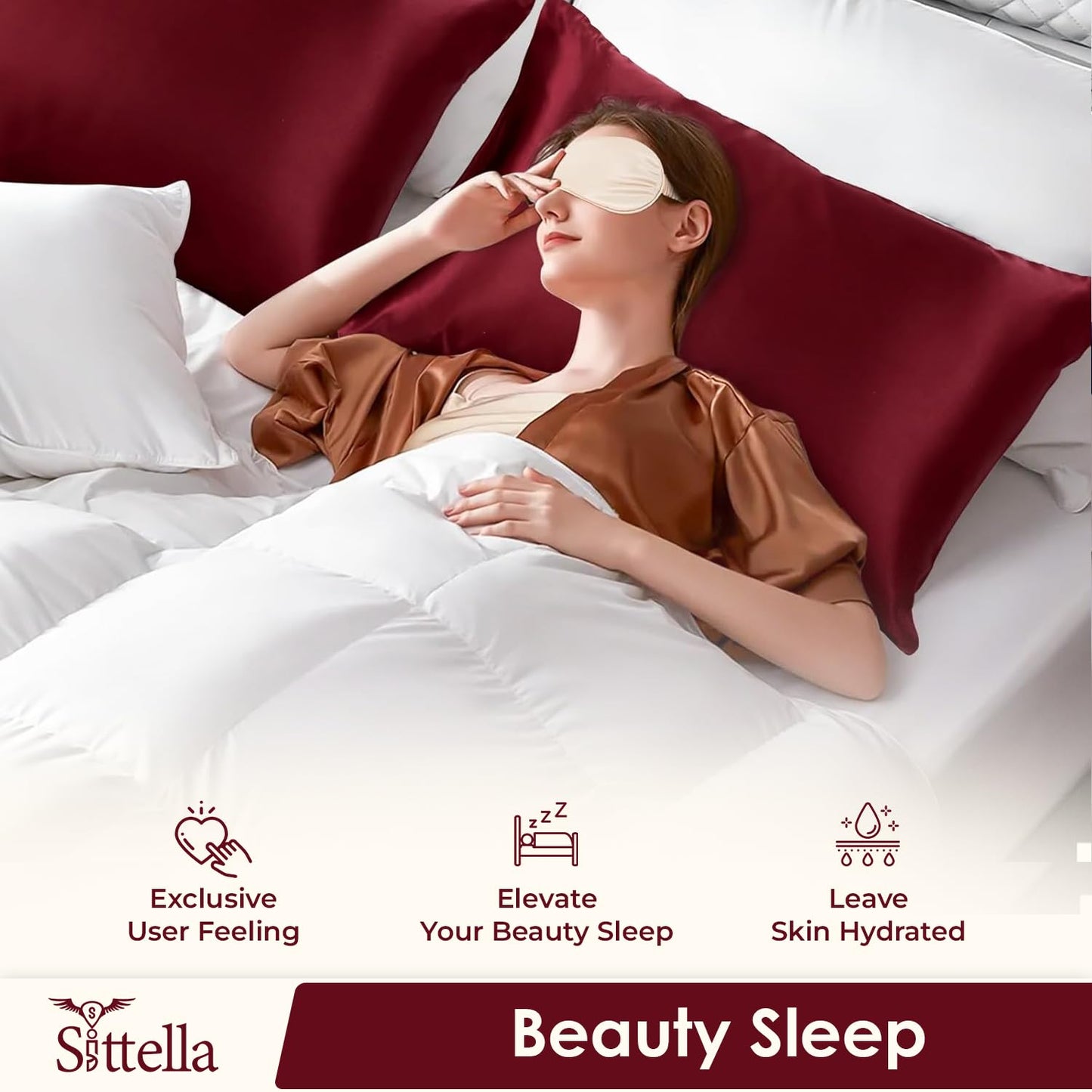 SUNVIBE®  Satin Pillow Covers With Scrunchy for Hair | Silk Pillow Case | Soft Pillow Satin Cover with Hidden Zipper | Pillow Cover