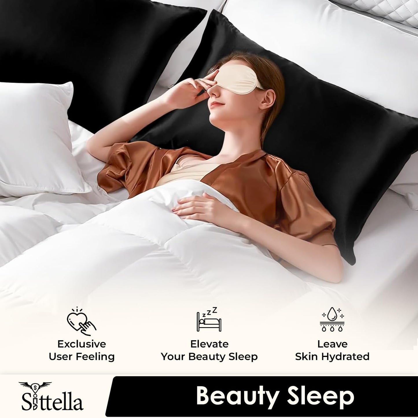 SUNVIBE®  Satin Pillow Covers With Scrunchy for Hair | Silk Pillow Case | Soft Pillow Satin Cover with Hidden Zipper | Pillow Cover