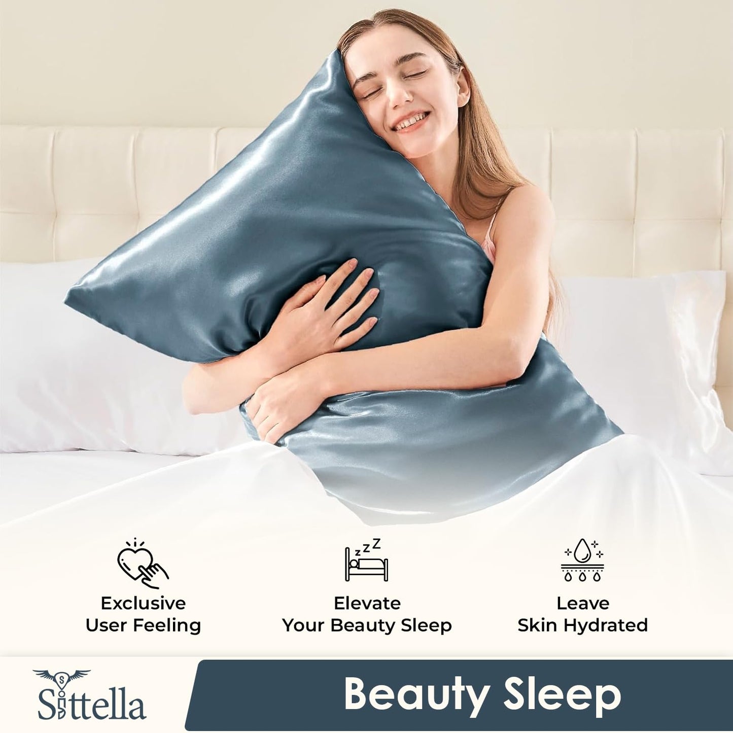 SUNVIBE®  Satin Pillow Covers With Scrunchy for Hair | Silk Pillow Case | Soft Pillow Satin Cover with Hidden Zipper | Pillow Cover