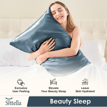 SUNVIBE®  Satin Pillow Covers With Scrunchy for Hair | Silk Pillow Case | Soft Pillow Satin Cover with Hidden Zipper | Pillow Cover