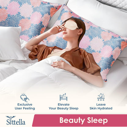 SUNVIBE® 3D Satin Pillow Covers With Scrunchy for Hair | Silk Pillow Case | Soft Pillow Satin Cover with Hidden Zipper | Pillow Cover