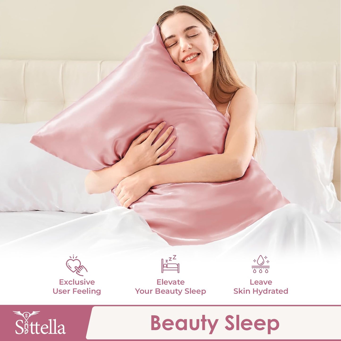 SUNVIBE®  Satin Pillow Covers With Scrunchy for Hair | Silk Pillow Case | Soft Pillow Satin Cover with Hidden Zipper | Pillow Cover
