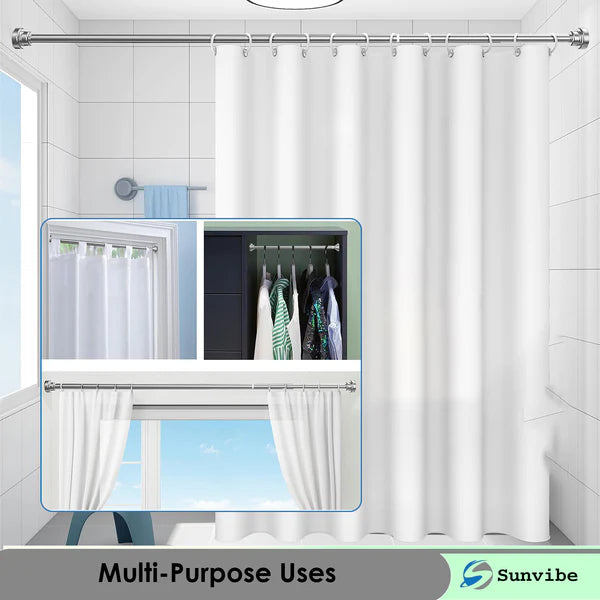 Extendable Shower Curtain Tension Rod (85–140 cm) | No Drilling | Adjustable & Rust Resistant