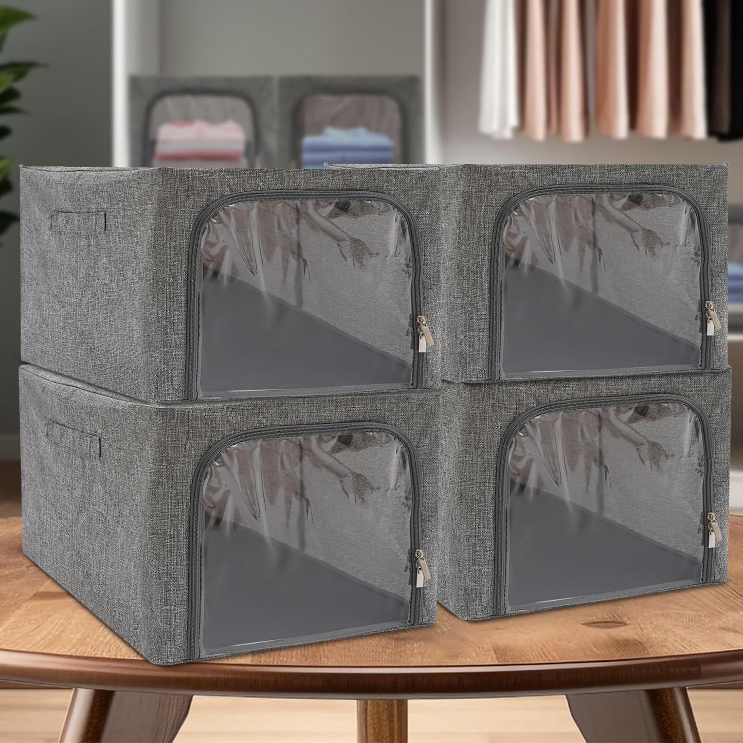 31L Double-Sided Zipper Storage Box – Foldable Organizer for Clothes & More (Grey)