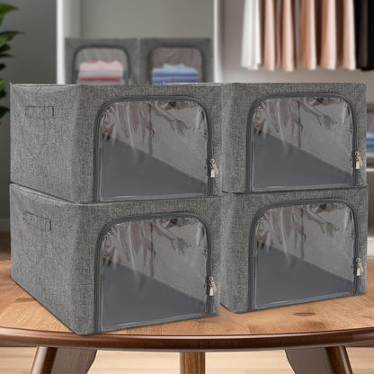 31L Double-Sided Zipper Storage Box – Foldable Organizer for Clothes & More (Grey)