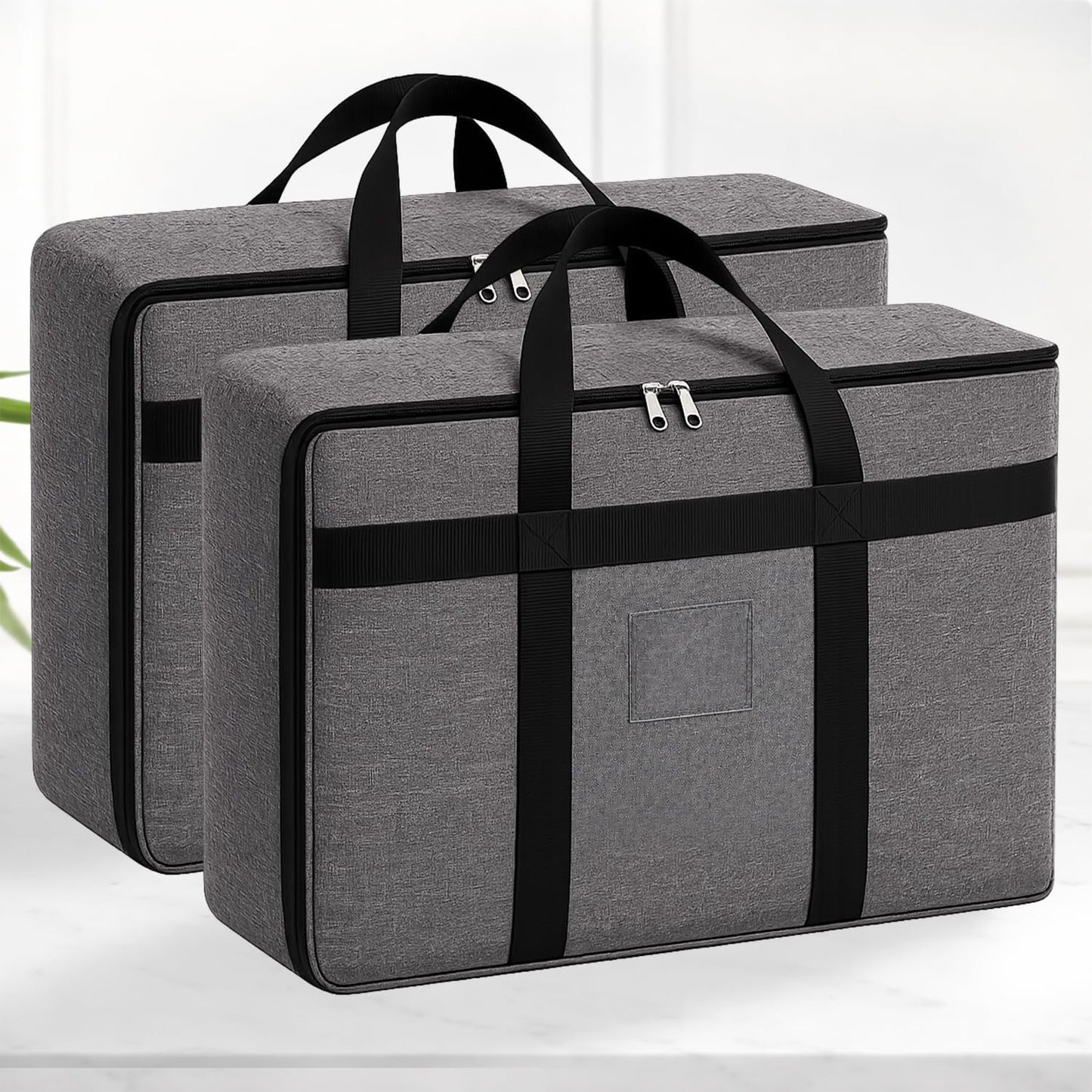 Sunvibe® Large Storage Bag for Clothes, Blankets & Comforters | Foldable Wardrobe Organizer with Strong Handles & Durable Zipper | Dustproof Storage Organizer for Sarees, Quilts, Pillows & Seasonal Clothing | Grey
