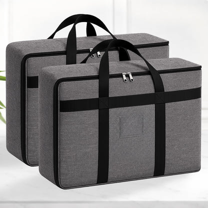 Sunvibe® Large Storage Bag for Clothes, Blankets & Comforters | Foldable Wardrobe Organizer with Strong Handles & Durable Zipper | Dustproof Storage Organizer for Sarees, Quilts, Pillows & Seasonal Clothing | Grey