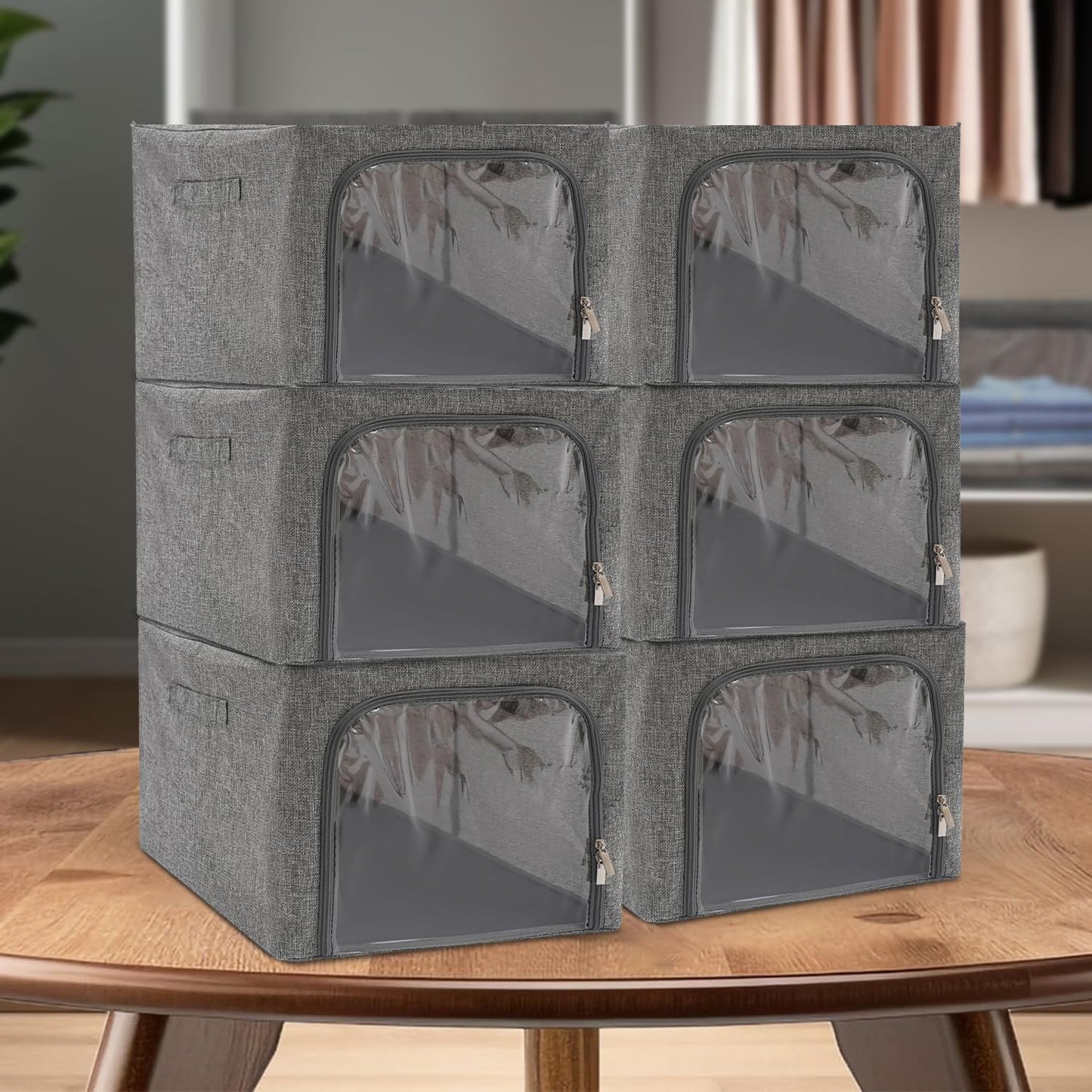 31L Double-Sided Zipper Storage Box – Foldable Organizer for Clothes & More (Grey)
