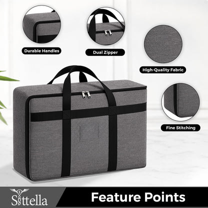 Sunvibe® Large Storage Bag for Clothes, Blankets & Comforters | Foldable Wardrobe Organizer with Strong Handles & Durable Zipper | Dustproof Storage Organizer for Sarees, Quilts, Pillows & Seasonal Clothing | Grey