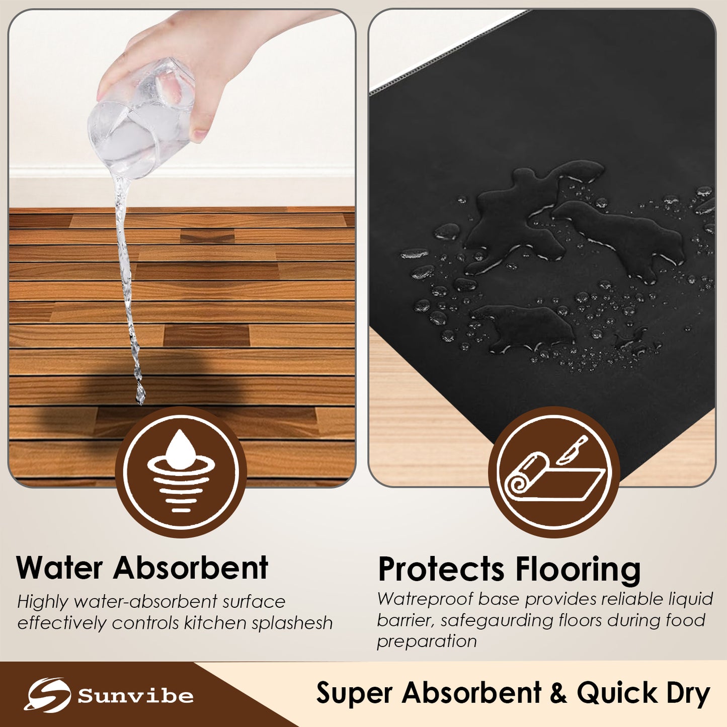 Kitchen Floor Mat 3.5mm (120x40cm & 40x60cm-2 Pieces)