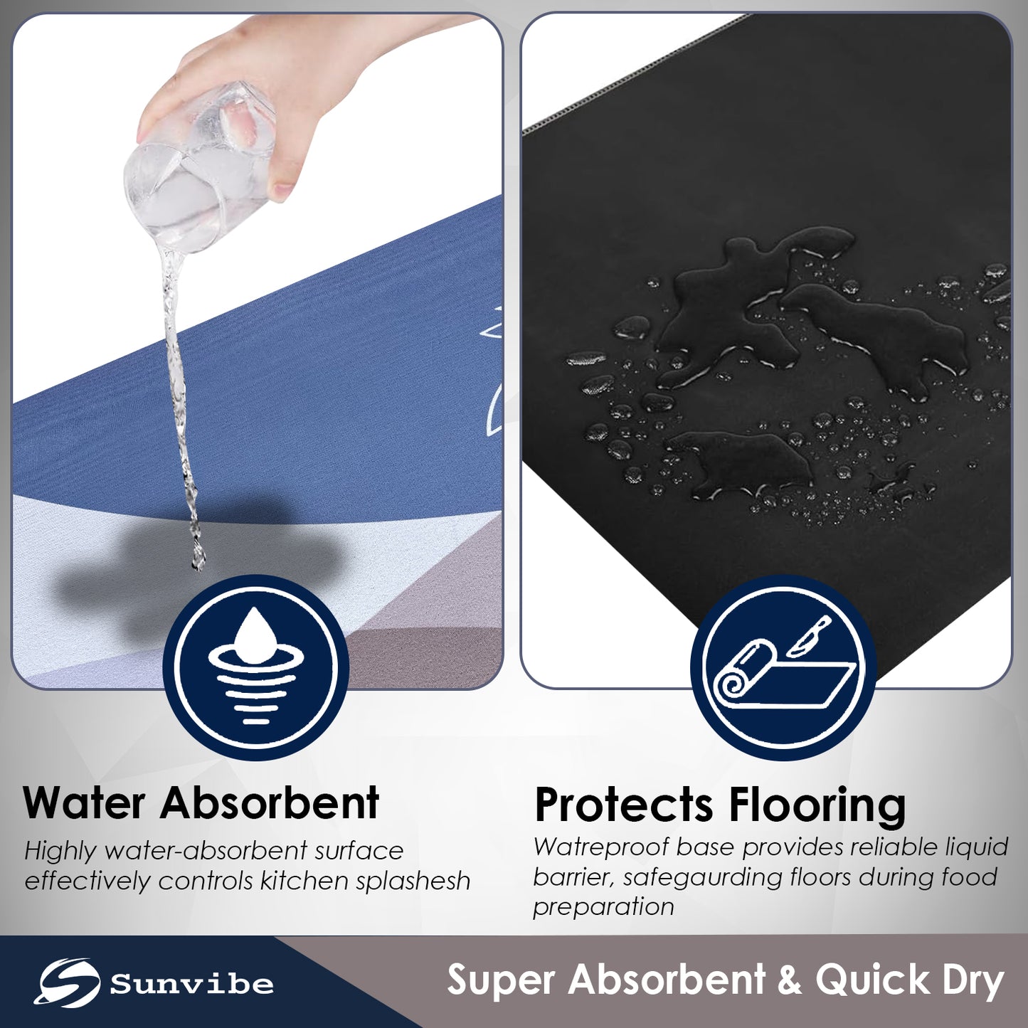 Kitchen Floor Mat 3.5mm (120x40cm & 40x60cm, Leaf Print-2 Pieces)