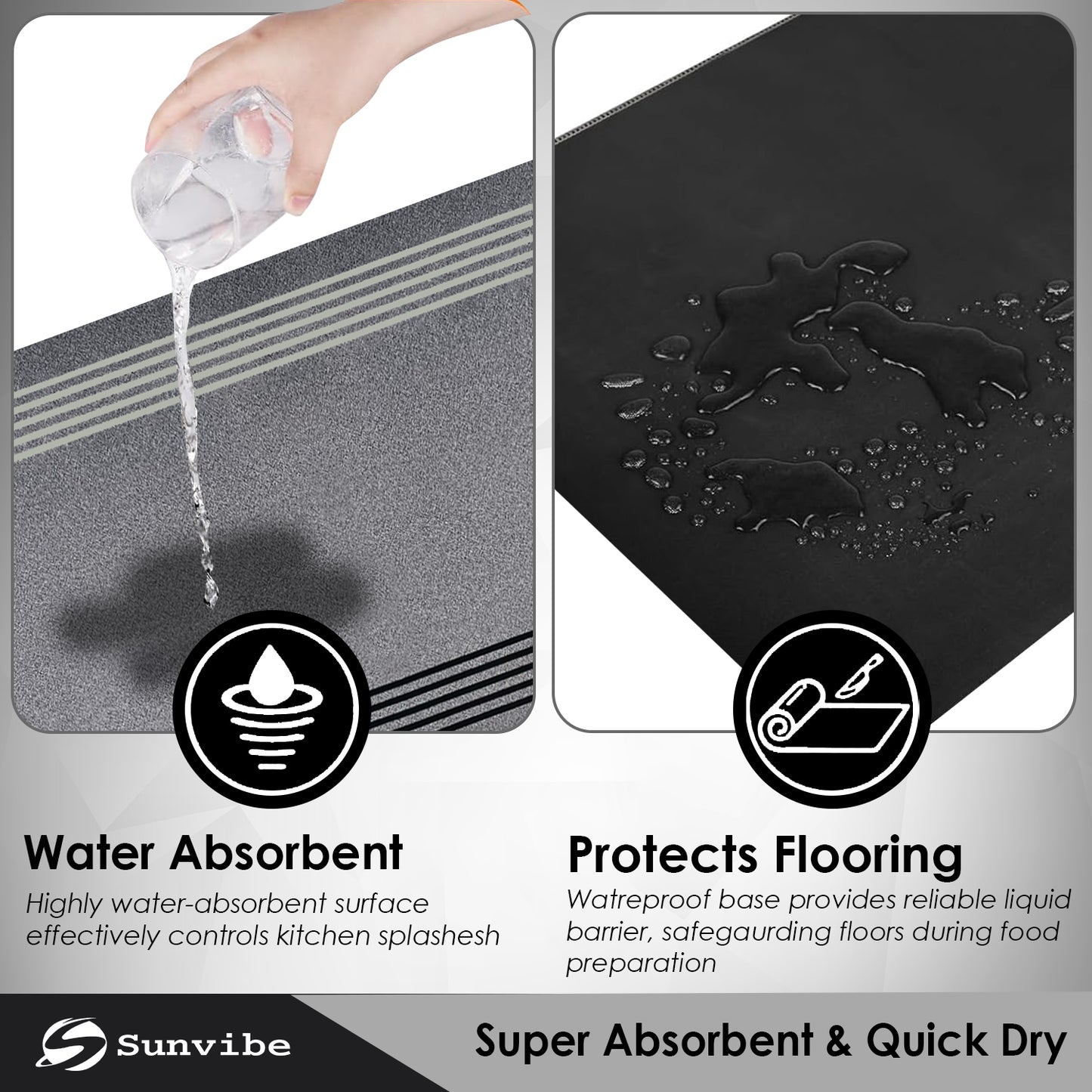 Kitchen Floor Mat 3.5mm (120x45cm & 40x80cm-2 Pieces) Liner