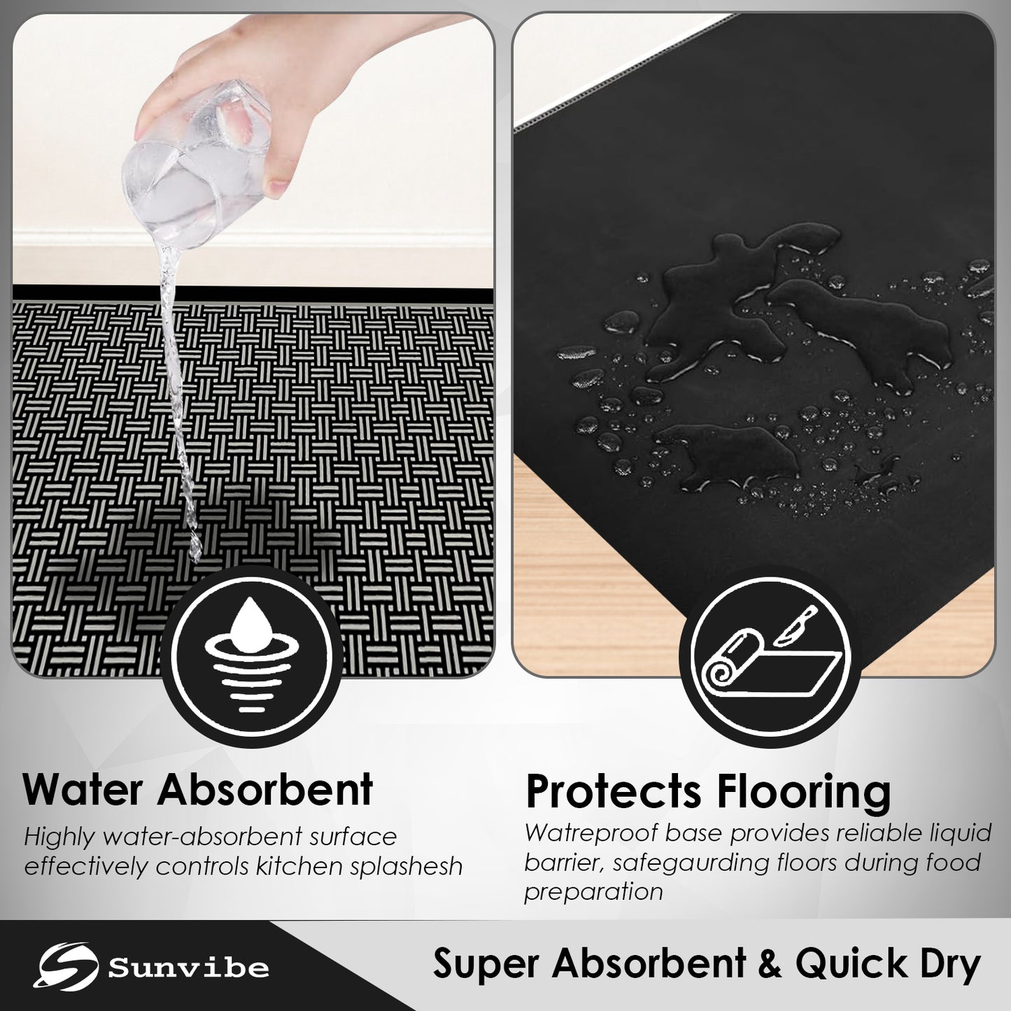 Kitchen Floor Mat 3.5mm (120x40cm & 40x60cm-2 Pieces)