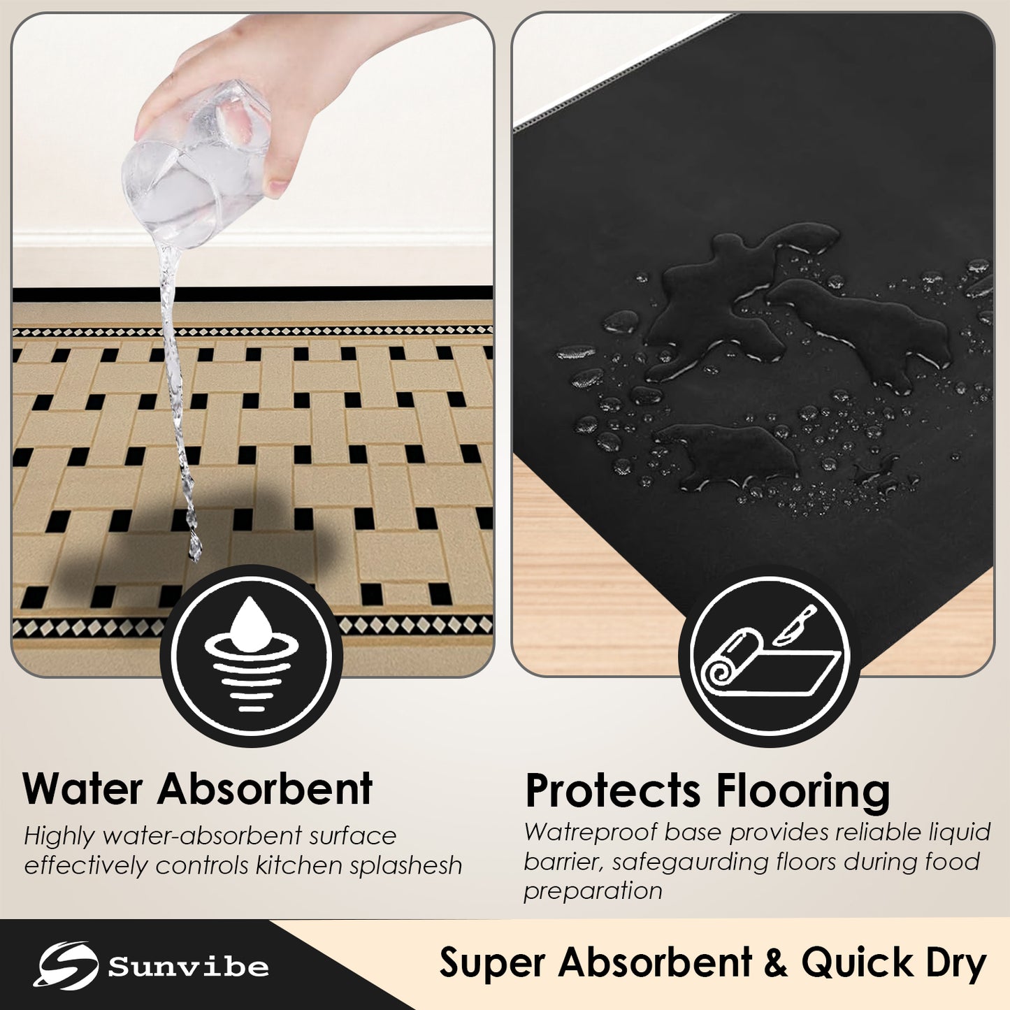 Kitchen Floor Mat 3.5mm (120x40cm & 40x60cm-2 Pieces)
