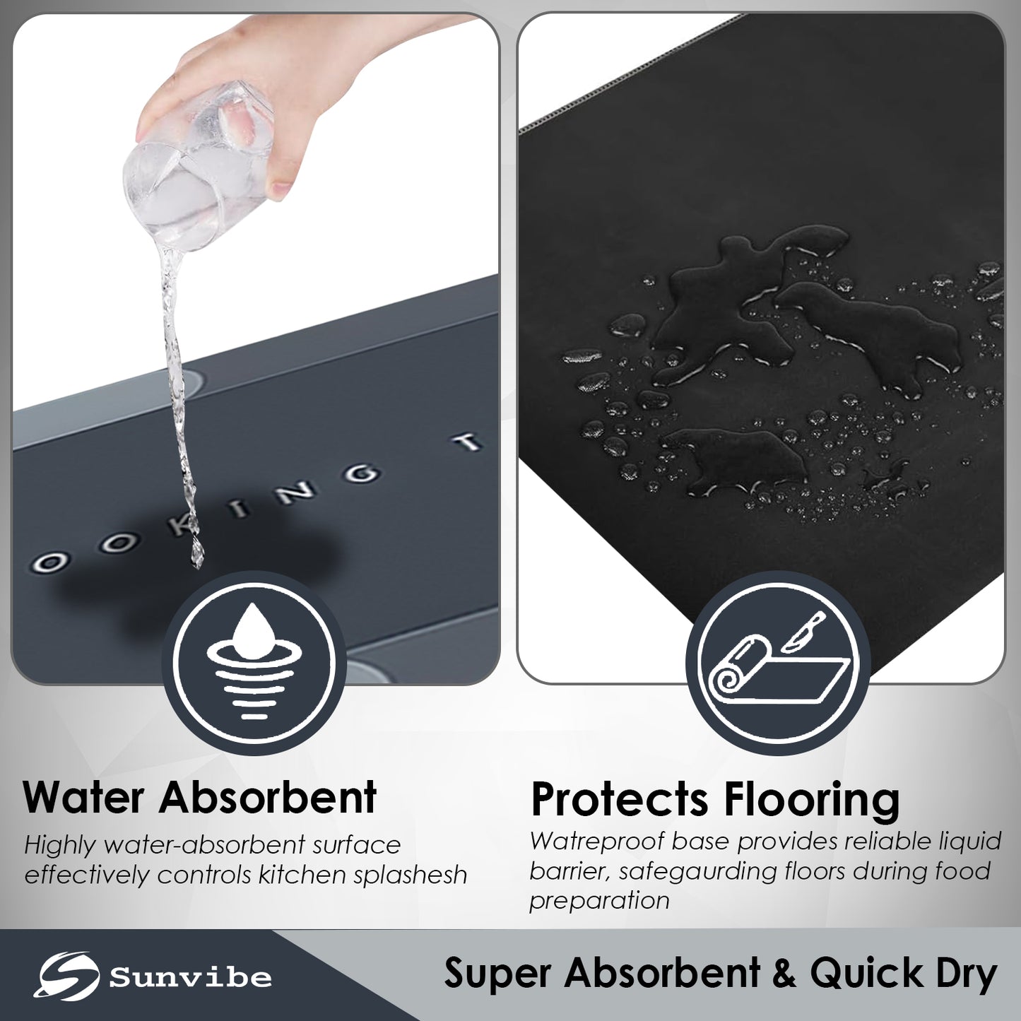 Kitchen Floor Mat 3.5mm (120x40cm & 40x60cm, Cooking Grey)