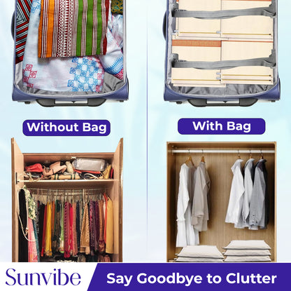 Saree Clothes Bags/Covers/Poches For Storage With Zip Closure (16 X 14 Inches, Beige)