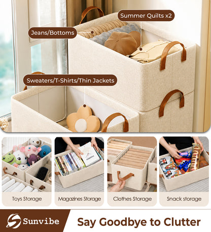 Foldable Wardrobe Organizer with Durable Handle (White)