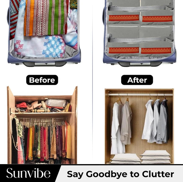 Saree Clothes Bags/Covers/Poches For Storage With Zip Closure (16 X 14 Inches)