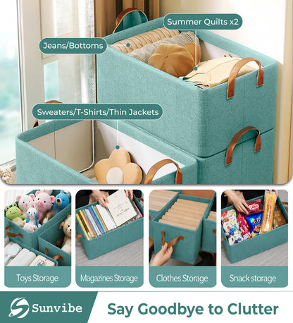 Foldable Wardrobe Organizer with Durable Handle (Green)