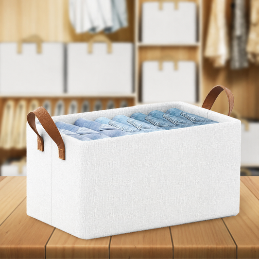 Foldable Wardrobe Organizer with Durable Handle (White)