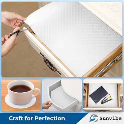Drawer Cabinet Almirah Mat (45cm X 500cm) Waterproof Washable Mats (White)