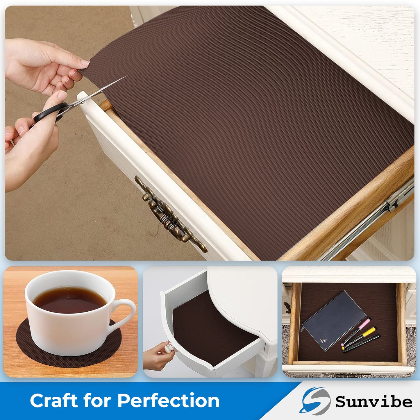 Drawer Cabinet Almirah Mat (45cm X 300cm) Waterproof Washable Mats (Coffee)