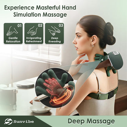 Sunvibe® Bionic Heated Neck & Back Massager | Wireless Portable  Massager with 4D Deep Tissue Kneading & Heat Therapy | Electric Muscle Pain Relief & Relaxation Device
