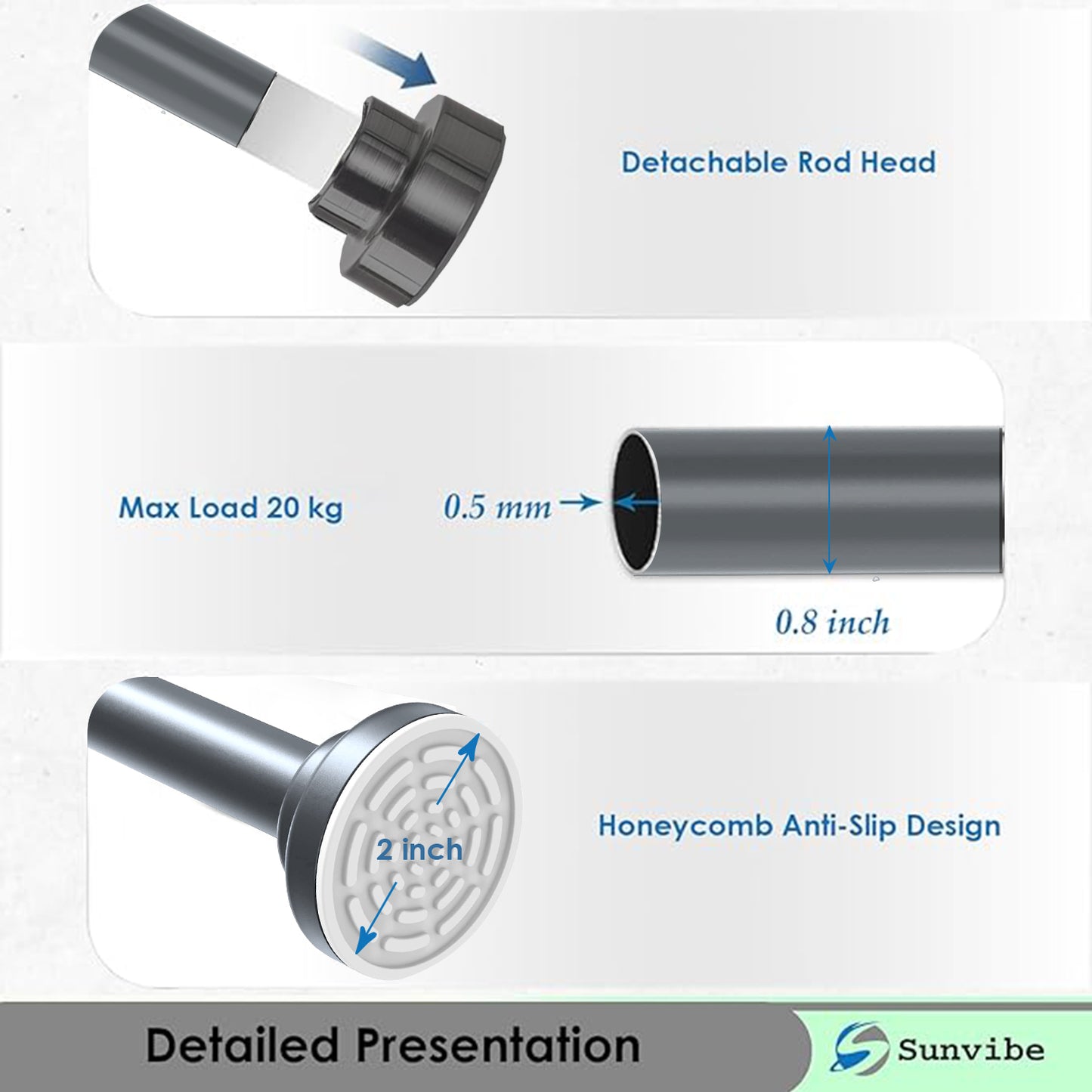 Extendable Black Shower Curtain Tension Rod – Non-Drilling & Anti-Skid